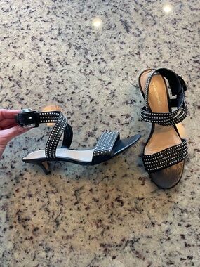 Via Spiga Black Studded kitten heel sandals retail $198 SZ 7